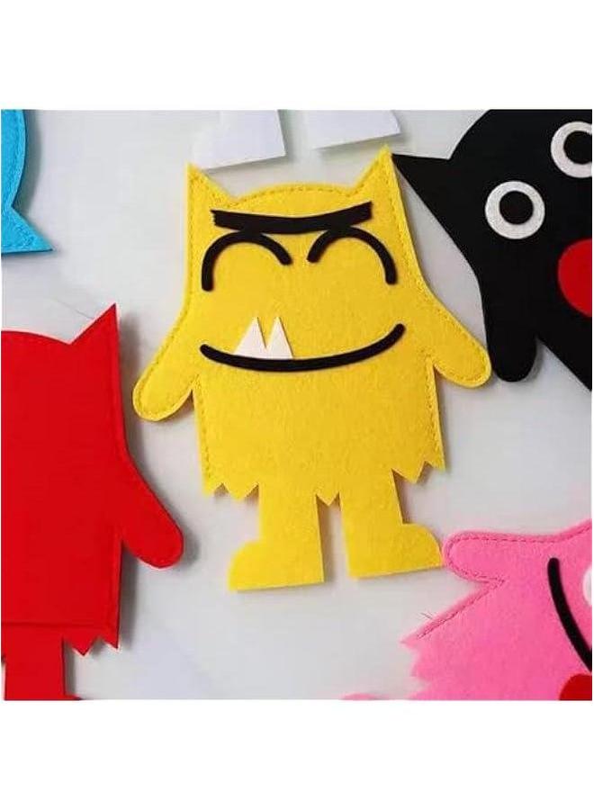 Color Monster Hand Puppets Set, My Emotional Little Cartoon Doll, Blue/Red Puppets, Set - Image 4